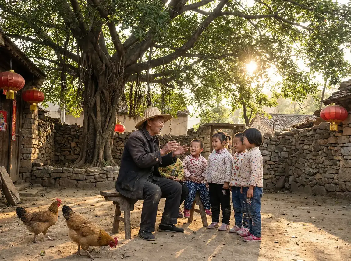 老人在大榕树下给孩子们讲故事 - 铜齿铁牙纪晓岚第四部 乡村记忆
